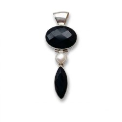 Dije cristal negro con perla