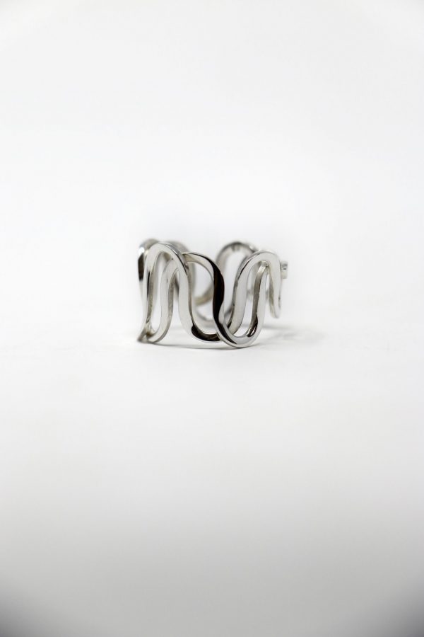 Anillo bandas olas brillo