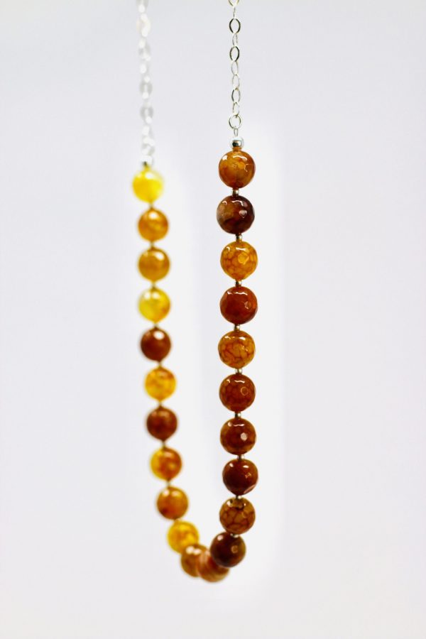 Collar agata miel con aretes