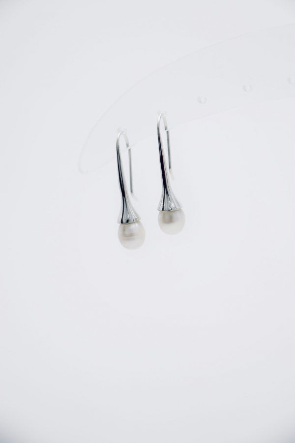 Aretes perla plata Drop - Imagen 2