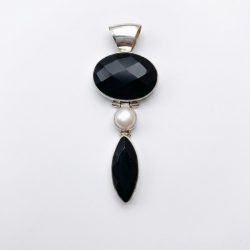 Dije cristal negro con perla