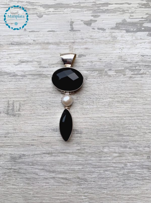 Dije cristal negro con perla