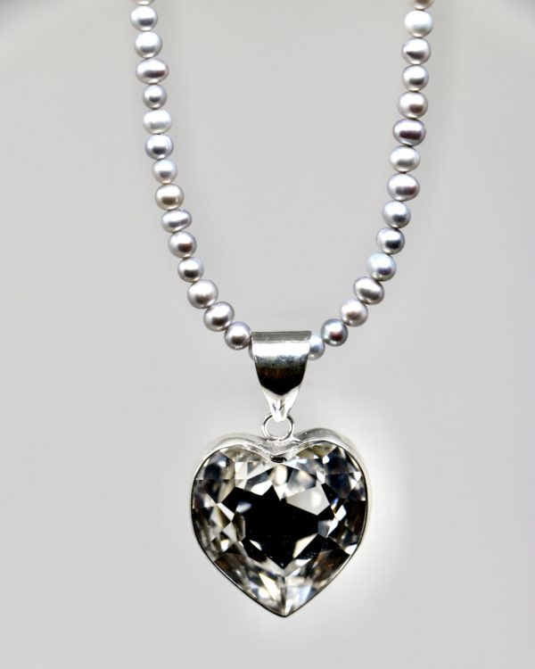 Dije de corazón cristal bisel Blanco - Imagen 3