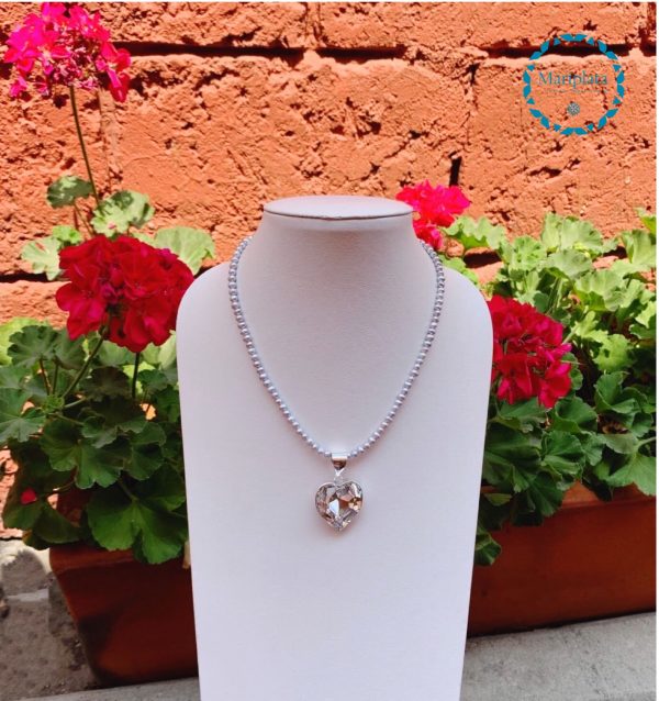 Dije de corazón cristal bisel Blanco - Imagen 2