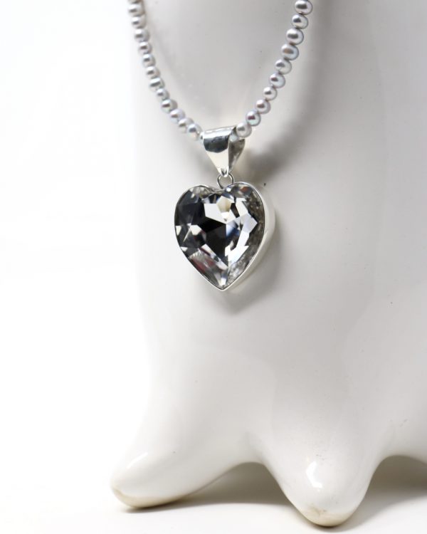 Dije de corazón cristal bisel Blanco - Imagen 5