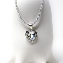 Dije de corazón cristal bisel Blanco