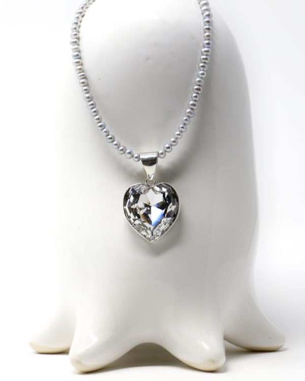 Dije de corazón cristal bisel Blanco