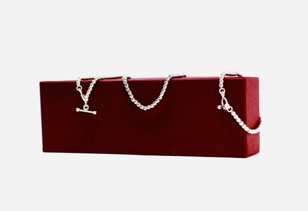 Juego de collar de bolas plata fino con pulsera