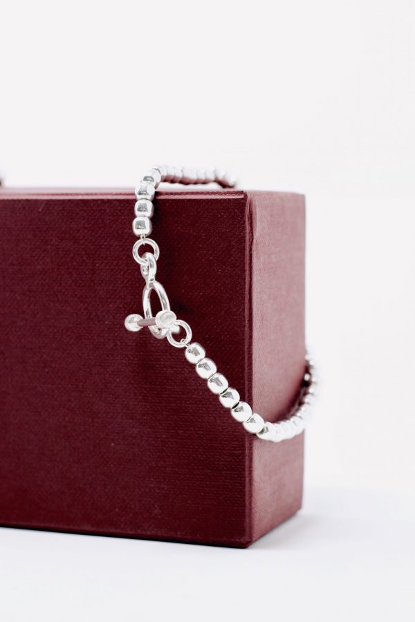 Juego de collar de bolas plata fino con pulsera - Imagen 2