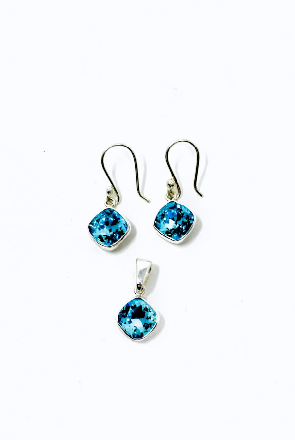 Juego cuadro de cristal Swarovski arete largo - Imagen 3