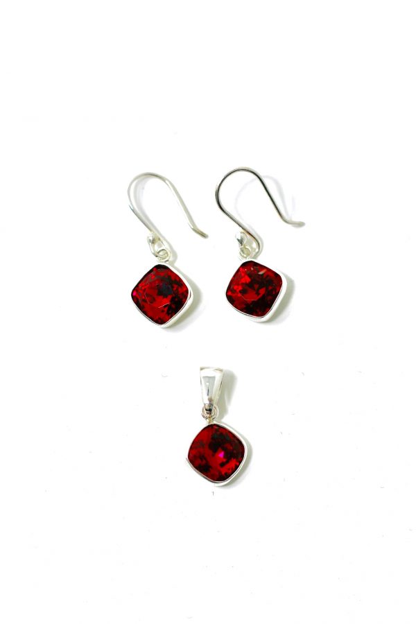Juego cuadro de cristal Swarovski arete largo