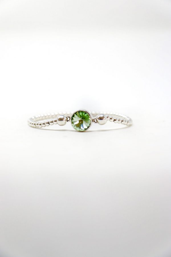 Pulsera bolitas de plata con circulo de Swarovski - Imagen 2