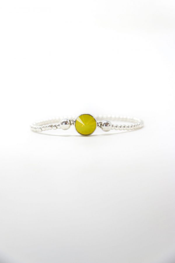 Pulsera bolitas de plata con circulo de Swarovski - Imagen 4