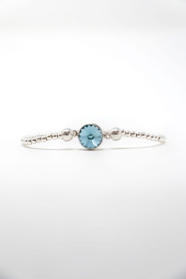 Pulsera bolitas de plata con circulo de Swarovski - Imagen 5