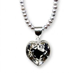 Dije de corazón cristal bisel Blanco