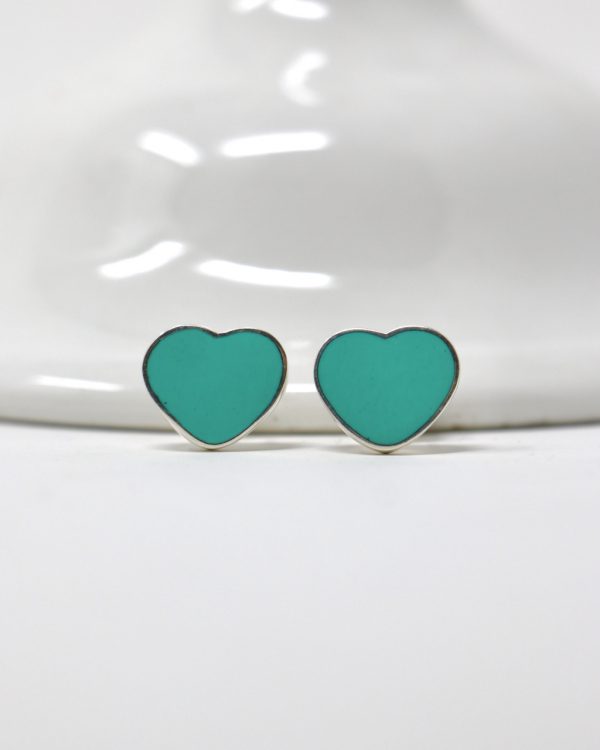 Aretes de corazón turquesa - Imagen 2