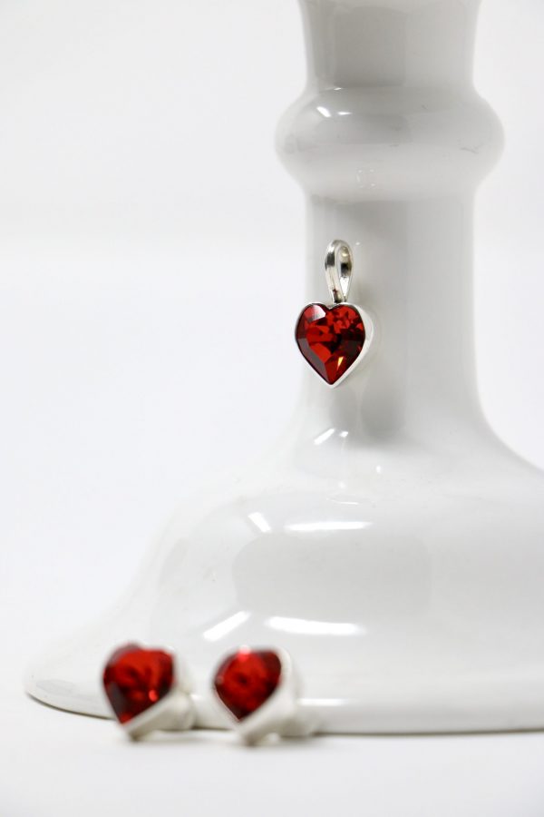 Juego corazon de cristal Swarovski arete largo - Imagen 2