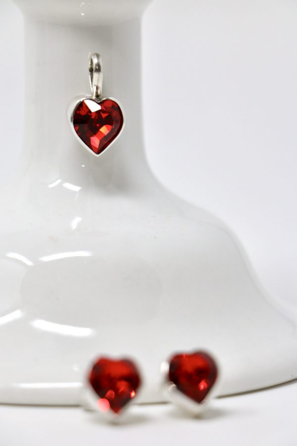 Juego corazon de cristal Swarovski arete largo - Imagen 4