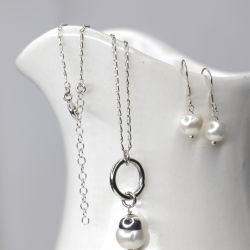 Juego de collar con perla colgante