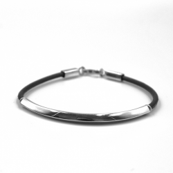 Pulsera Caucho deco plata