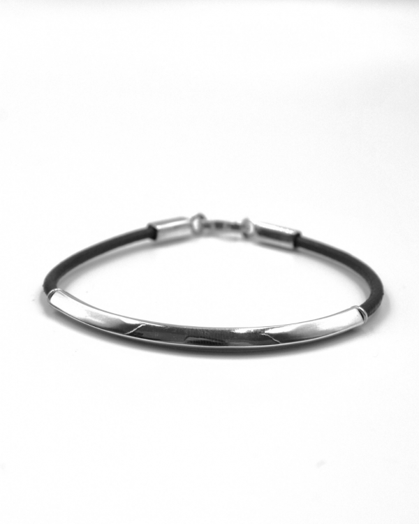 Pulsera Caucho deco plata