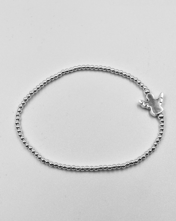 Pulsera elastica de bolitas de plata con Angelito - Imagen 2