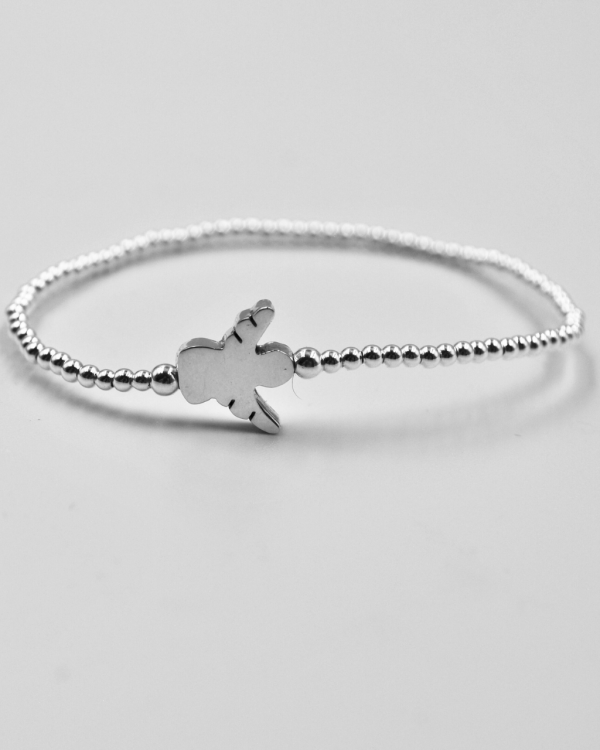 Pulsera elastica de bolitas de plata con Angelito - Imagen 3