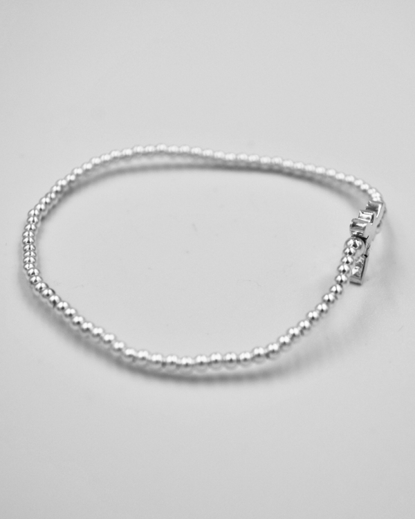 Pulsera elastica de bolitas de plata con libelula - Imagen 3
