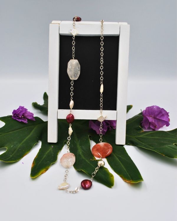 Collar de plata con cuarzos rosas y blancos