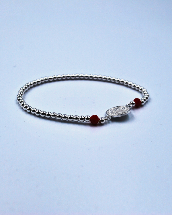Pulsera bolitas de plata con San Benito - Imagen 2