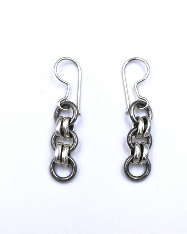 Aretes plata gris con negro tipo cadena - Imagen 5