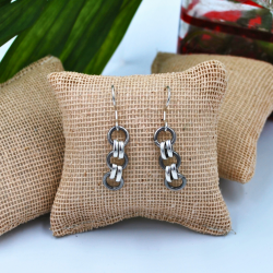 Aretes plata gris con negro tipo cadena