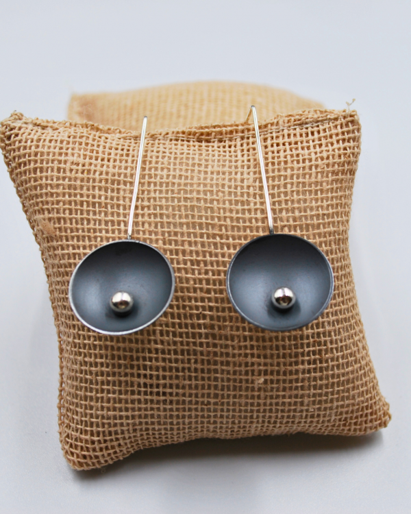 Aretes largos black and silver - Imagen 5