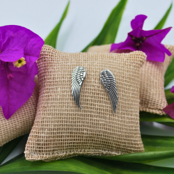 Arete ala de plata Ángel
