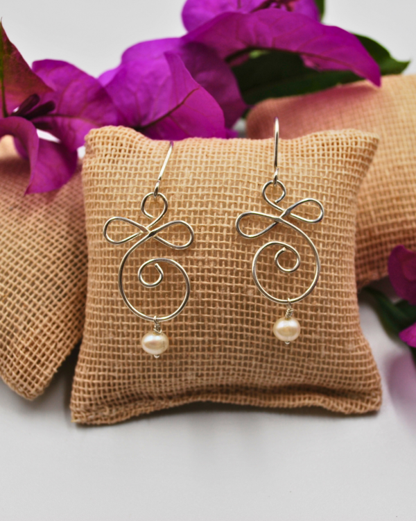 Aretes largos de plata Garabatos - Imagen 5