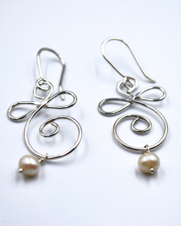 Aretes largos de plata Garabatos - Imagen 2