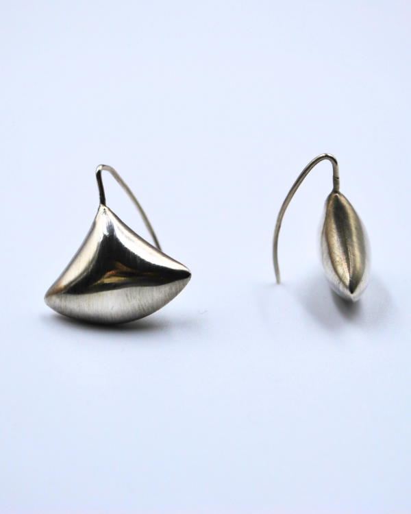 Arete abanico plata mate - Imagen 3