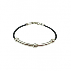 Pulsera de caucho con esferas de plata