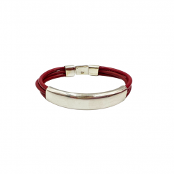 Pulsera de caucho trenzada con plata