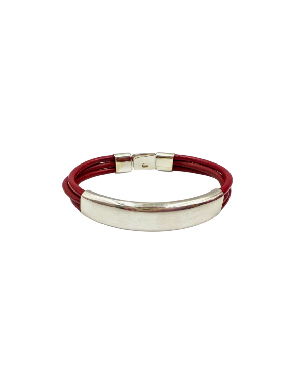 Pulsera de caucho trenzada con plata