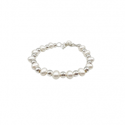 pulsera con esferas de plata y perlas
