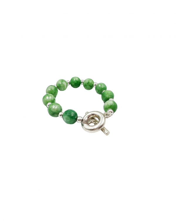 Pulsera de plata para mujer con agathas verdes