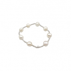 pulsera elástica de plata con perlas