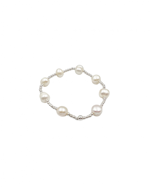 pulsera elástica de plata con perlas