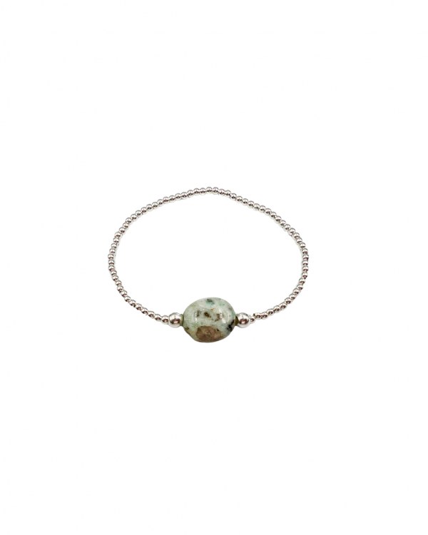 Pulsera de plata con piedra blanca y azul