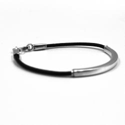 Pulsera Caucho deco plata