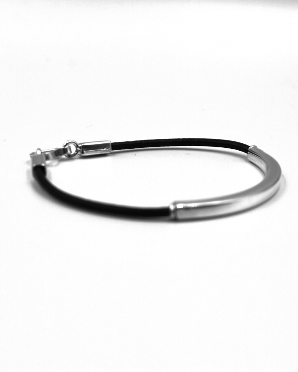 Pulsera Caucho deco plata