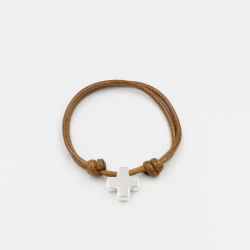 Pulsera de caucho con cruz de plata