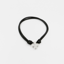 Pulsera de caucho con cruz de plata