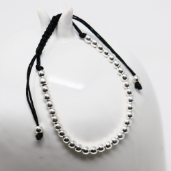 Pulsera bolitas de plata ajustable